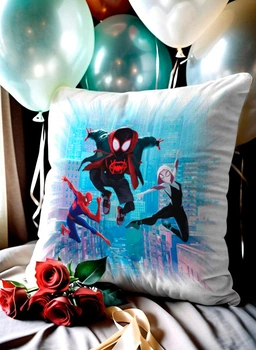 Подушка плюшевая квадратная 32х32см с принтом спайдермен Spiderman 07
