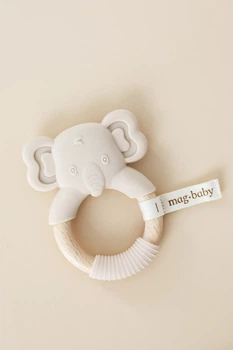 Прорезыватель с деревянным кольцом "Elephant", Бежевый MagBaby (5122)