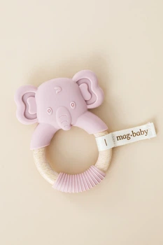 Прорезыватель с деревянным кольцом "Elephant", Розовый MagBaby (5124)