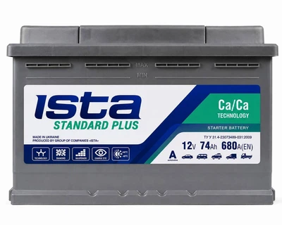 Автомобильный аккумулятор Ista Standart Plus 74Ah 680A R+ 12V