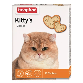 Витамины и лакомство для кошек и котят Beaphar Kitty's Cheese с сыром, кормовая добавка для поддержки иммунитета, 75 таблеток (BAR12511)