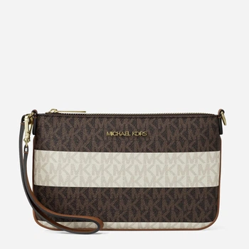 Сумка клатч жіноча зі штучної шкіри маленька Michael Kors 630829593 Коричневий/Молочний (1162810419)