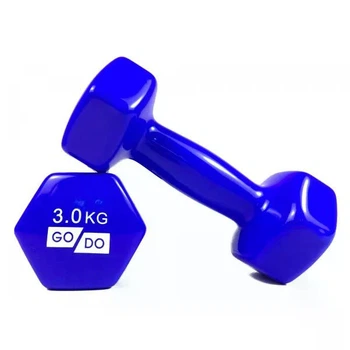 Гантель для фітнесу з вініловим покриттям 2шт GoDo сині GD-3.0BL