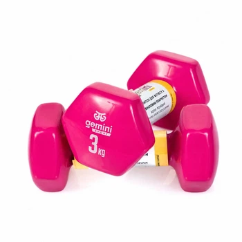 Гантелі Gemini Sport для фітнесу з вініловим покриттям 2шт по 3.0кг рожеві GSD-3.0PINK