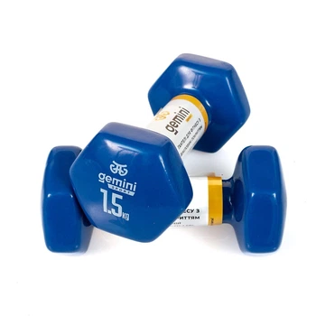 Гантелі Gemini Sport для фітнесу з вініловим покриттям 2шт по 1.5кг сині GSD-1.5BL