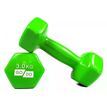Гантель для фітнесу з вініловим покриттям 2шт GoDo зелені GD-3.0GR