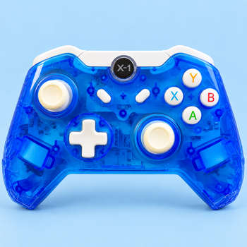 Геймпад дротовий JRH-8112 USB для PC/Xbox One Transparent Blue з LED-підсвіткою та вібрацією