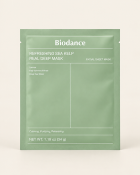 Гідрогелева маска для обличчя Biodance Refreshing Sea Kelp Real Deep Mask з морськими водоростями, зелена, 34 г