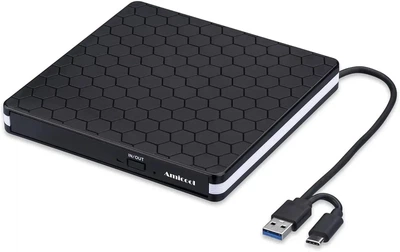 Amicool BT686 - Внешний DVD-привод USB 3.0 + TYPE-C, DVD, CD для ПК, Mac, Ноутбук