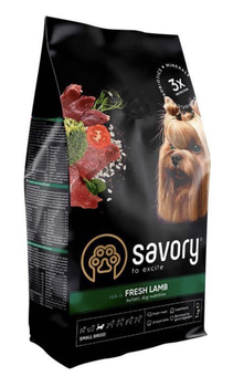 Сухий корм Savory Adult Small Breed Fresh Lamb для дорослих вибагливих собак мініатюрних та малих порід вагою до 10 кг з ягням, 1 кг