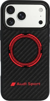 Etui plecki Audi RSQ Carbon Fiber Sport Red Circle MagSafe do Apple iPhone 18 Pro Max/17 Pro Max Black (AUS-TPUPCMIP18PM-RSQ/D5-BK)