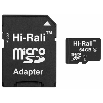 Карта пам'яті microSDXC 64 ГБ Hi-Rali UHS-1 Class 10 з SD-адаптером