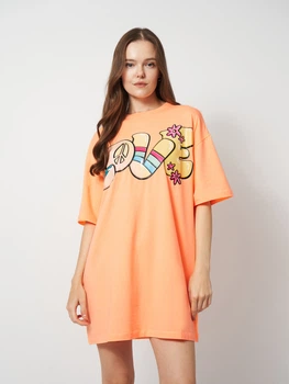 Платье-футболка короткое летнее женское Love Moschino 7373 36 Оранжевое (2000000051697)