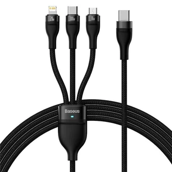 Дата кабель Baseus Flash Series 2 USB to Lightning/Type-C/MicroUSB 100W (1.2m) (CASS03000) Black