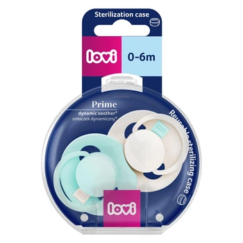 Пустышка силиконовая динамическая LOVI Prime Lagoon/Mint Cream от 0 до 6 месяцев 2 шт (34/451)
