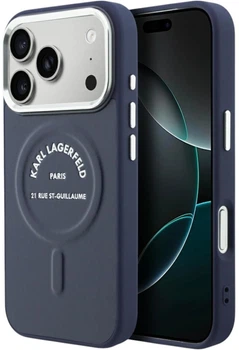 Чохол для смартфона Apple iPhone 17 Pro / 18 Pro Karl Lagerfeld Embossed Open Ring RSG Logo MagSafe Blue (KF003291)