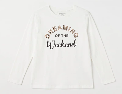Дитяча піжамна кофта (лонгслів) primark cares 10-11 років (146 см) з принтом "dreaming of the weekend"