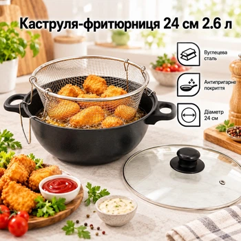 Каструля-фритюрниця HotChef 24 см 2.6 л (24 FP)