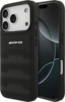 Etui na smartfon Apple iPhone 18 Pro/17 Pro AMG Leather Debossed Lines Logo Black (AMHCP18LGSEBK)