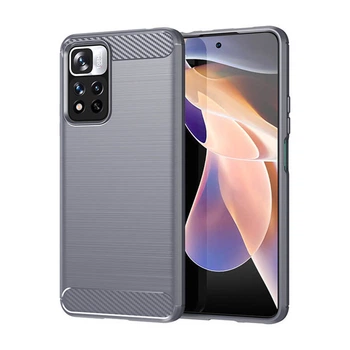 Чохол Lenuo Carbon Fiber для Xiaomi Redmi Note 11 Pro 4G / 5G Gray