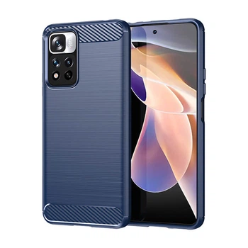 Чохол Lenuo Carbon Fiber для Xiaomi Redmi Note 12 Pro 4G Navy Blue