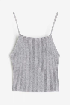 Кроп топ у рубчик H&M 1183573004c72 S сріблястий (100017220)