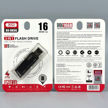 USB флешка 16Gb 3в1 USB3.0 Lightning Micro для хранения данных XO DK06