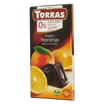 Шоколад чорний Torras з апельсином без цукру 75 г (8410342002013)