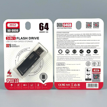 USB-флешка 64 Гб 3в1 USB3.0 Lightning Micro для зберігання інформації XO DK06