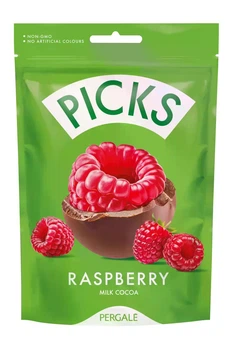 Cублімована малина в молочному шоколаді Pergalė Picks Raspberry Milk Chocolate 90 грам