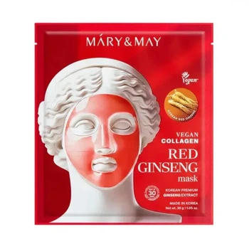 Гідрогелева маска с экстрактом женьшеня Mary&May Vegan Collagen Red Ginseng Mask 1 шт