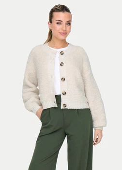 Кардиган женский Oversize пушистый однотонный на пуговицах JDY Молочный 19566 S (укр 42-46)