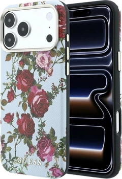 Etui na smartfon Apple iPhone 18 Pro Max/17 Pro Max Guess Blossom Roses Print MagSafe Blue (GUHMP18X6PWGTBEB)