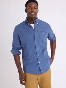 Рубашка хлопковая мужская U.S. Polo Assn 11H0456-VE00A(Yosemite Blue Heather) 2XL Голубая (786662713792)