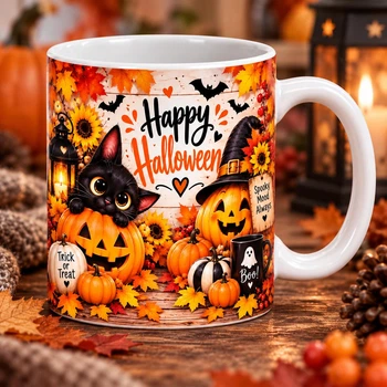 Подарочная чашка Halloween 330 мл Chaban_Souvenir — кружка на Хэллоуин с мистическим принтом, подарок подруге, девушке, парню WH045