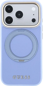 Etui na smartfon Apple iPhone 18 Pro/17 Pro Guess Ring Stand 360 Grained Classic Logo MagSafe Light Blue (GUHMP18L6PSGRSCLB)
