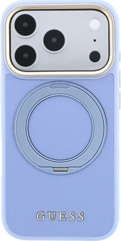 Etui na smartfon Apple iPhone 18 Pro Max/17 Pro Max Guess Ring Stand 360 Grained Classic Logo MagSafe Light Blue (GUHMP18X6PSGRSCLB)