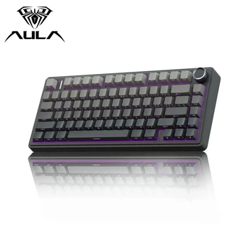 Клавиатура AULA F75 для гейминга (RGB, LEOBOG Reaper Switch, 75%, Black Gradient Grey, Tri-Mode)