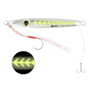 Пилькер Golden Catch SEA DART 208 Glow 15g с поводком и тройником для ловли саргана, ставриды, луфаря, жереха, судака