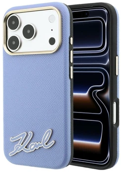 Чохол для смартфона Apple iPhone 17 Pro Max / 18 Pro Max Karl Lagerfeld Grained with Resin Signature Logo MagSafe Light Blue (KF003170)