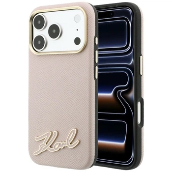 Чохол для смартфона Apple iPhone 17 Pro Max / 18 Pro Max Karl Lagerfeld Grained with Resin Signature Logo MagSafe Pink (KF003174)