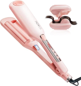 Тройная плойка-волна для волос NOVUS Hair Waver NV210AI (тройные щипцы для глубоких волн и голливудской укладки) Розовый