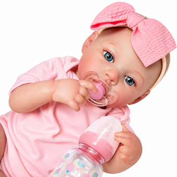 Лялька пупс Reborn Baby реалістична з пляшечкою та соскою в рожевому одязі
