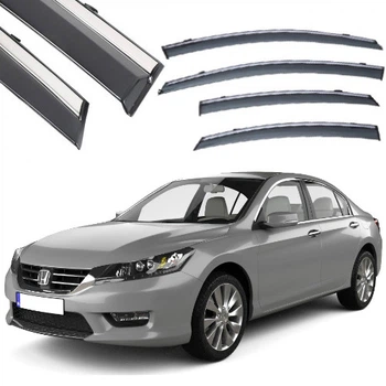 Дефлектори вікон вітровики Benke для Honda Accord 9 2014-2018 Хром Молдинг (BHDAC1423-W/S)
