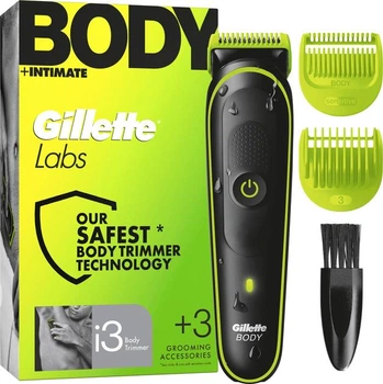 Водонепроникний тример для тіла та інтимної гігієни Gillette Labs Body + Intimate i3 чорний