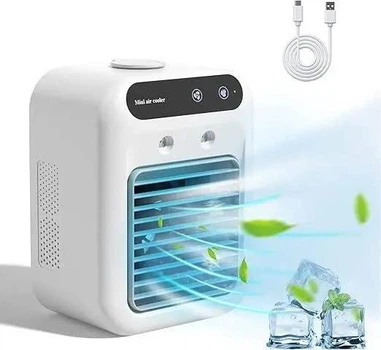 Мінікондиціонер портативний Cold Air Humidifier L7 охолоджувач повітря зі зволоженням 500 мл USB білий (SKU-700)