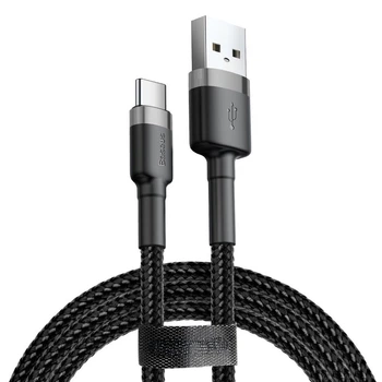 Кабель Baseus Cafule USB to Type-C 60W 3A 1m Black-grey CATKLF-BG1