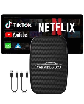 Автомобільна мультимедійна Android Video Box приставка Бездротовий адаптер Apple CarPlay AirPlay MirrorLink USB + Type-C WiFi безпровідний Карплей Перехідник для бездротового підключення та відтворення відео на екрані магнітоли авто Black