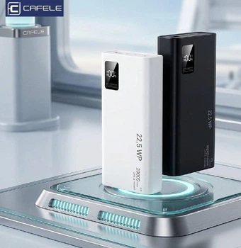 Внешний аккумулятор (Павербанк) CAFELE 20000 mAh 22.5W SuperCharge (Black/White)