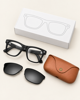 Розумні окуляри Smart Glasses AI з камерою, Bluetooth, мікрофоном і 2 парами лінз, чорні